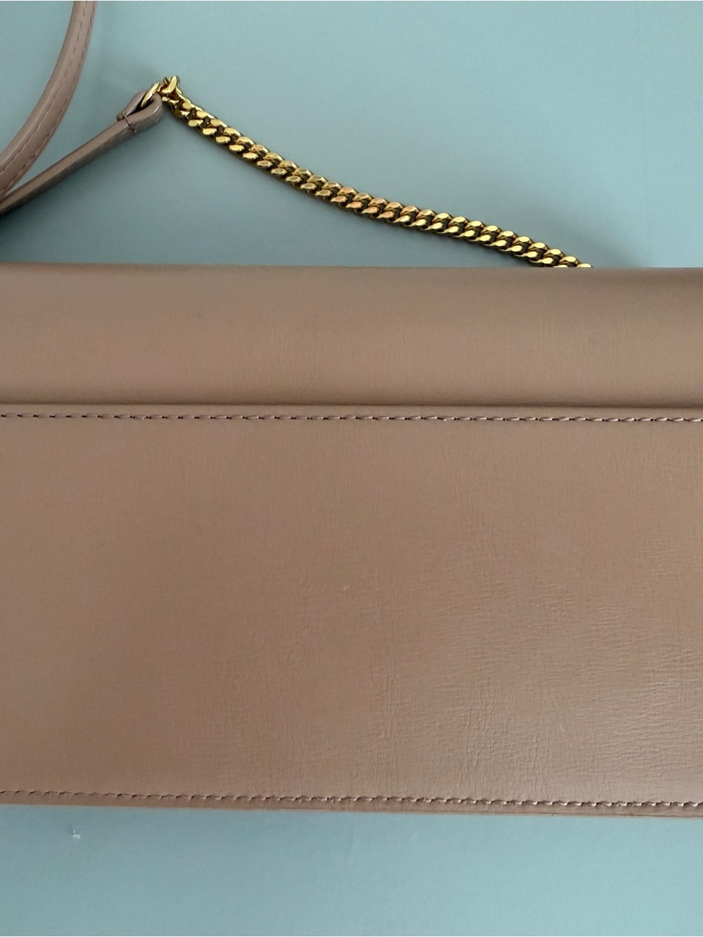 Saint Laurent YSL Cassandre Phone Holder Crossbody Dark Beige Leather Gold Chain - Picture 4 of 9